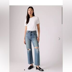Levi's Light Blue Ribcage Straight Ankle Jeans